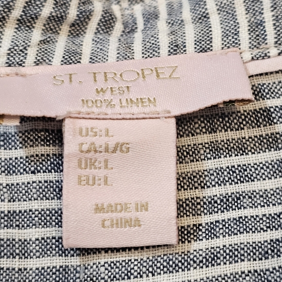 St. Tropez West 100% Linen relax shirt size Large - Picture 5 of 9